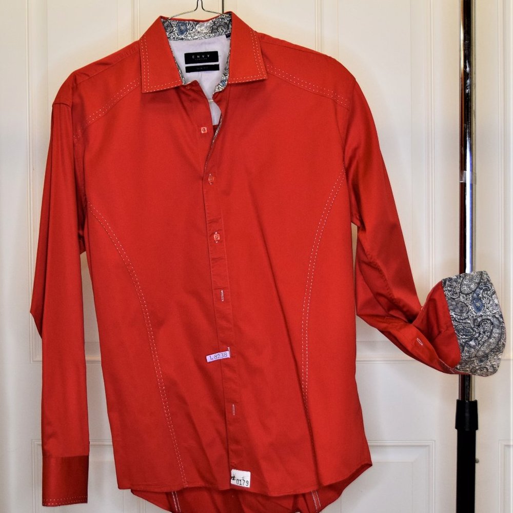 ENVY RED DRESS SHIRT  with Paisley cuffs